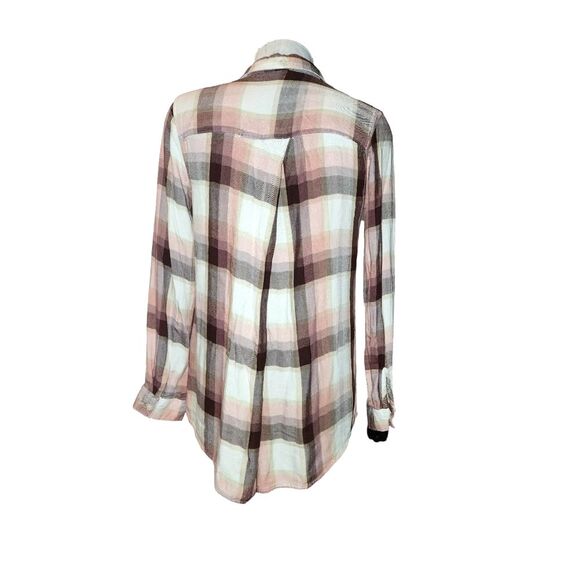 Thread & Supply Deep Cranberry Holly Plaid Flannel Button Front Shirt Size M - Picture 3 of 7